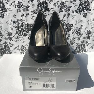 Jessica Simpson JS-Brenda Black Leather Pumps